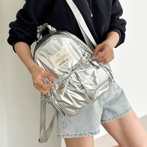 Mini Ribbon Backpack, Silver