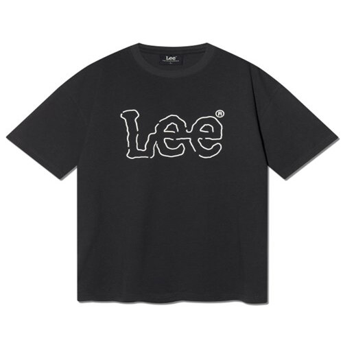 韩际新世界网上免税店-LEE-服饰-[LE] Line Twitch Logo T-shirt_Dark Gray
