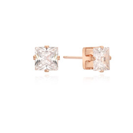 Square Stone Rose Earrings