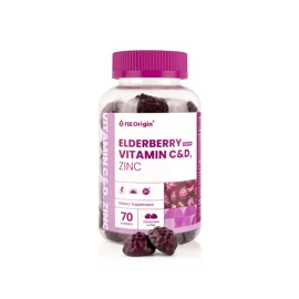 ELDERBERRY FLAVOR VITAMIN C&D ZINC 维生素软糖(70粒) / 35天服用量