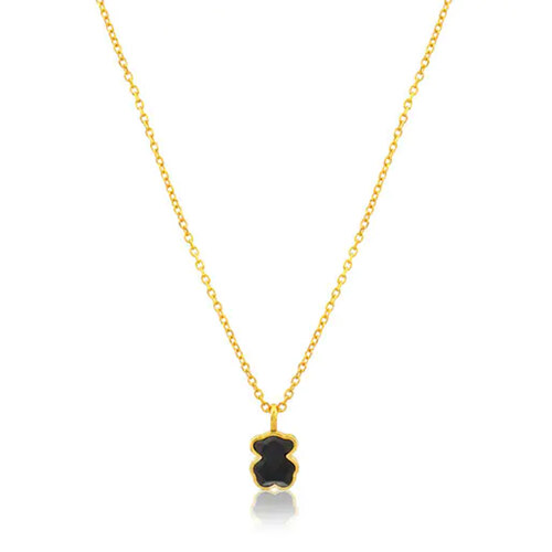 SILVER GOLD PLATED PENDANT ONYX CHAIN