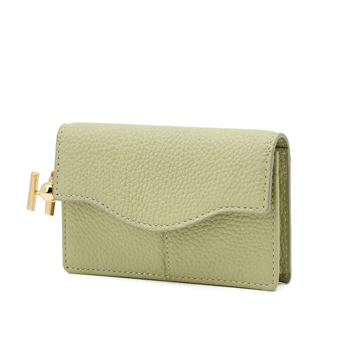 Milky Green H Hardware Cow Leather Card Wallet 卡包
