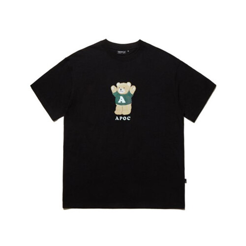 韩际新世界网上免税店-APIECEOFCAKE-服饰-Signature Bear Half T-Shirts_Black