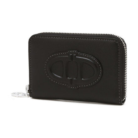 Black Leather Zipper Coin Wallet 零钱包