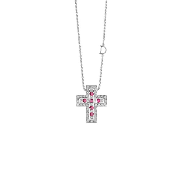 신세계인터넷면세점-다미아니-necklace-BELLE EPOQUE_CROSS NECKLACE DIAS RUBIES 23x19 MM