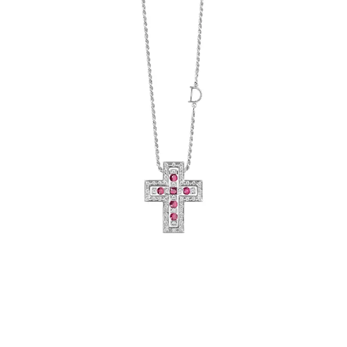 신세계인터넷면세점-다미아니-necklace-BELLE EPOQUE_CROSS NECKLACE DIAS RUBIES 23x19 MM