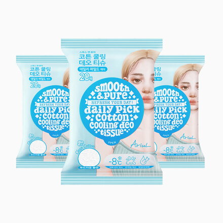 Smooth & Pure Cotton Cooling Deo Tissue 20pcs*3 (去汗湿巾)