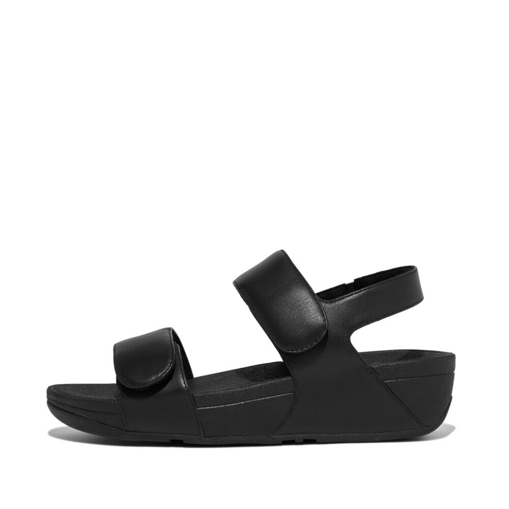 Women LULU ADJUSTABLE LEATHER BACK-STRAP SANDALS All Black