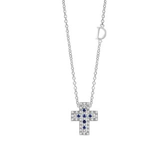 BELLE EPOQUE_WG CROSS NECKLACE DIAS.SAPPHIRES 14x12MM