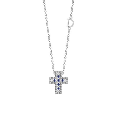 BELLE EPOQUE_WG CROSS NECKLACE DIAS.SAPPHIRES 14x12MM