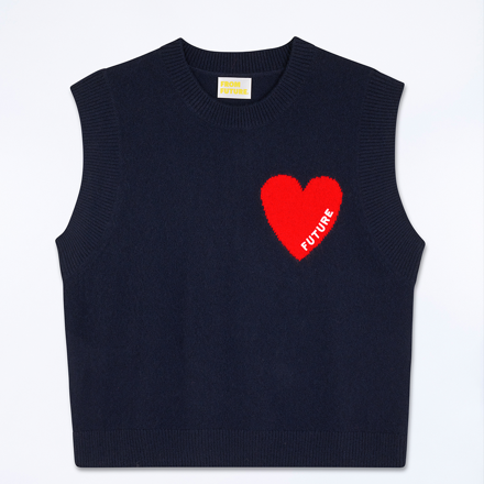 Signature future heart logo Cashmere Vest Navy Medium