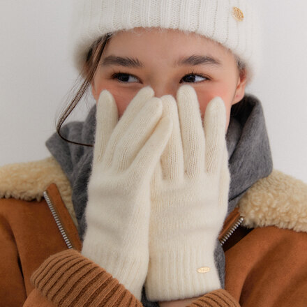 oval point wool knit gloves_Ivory (手套)