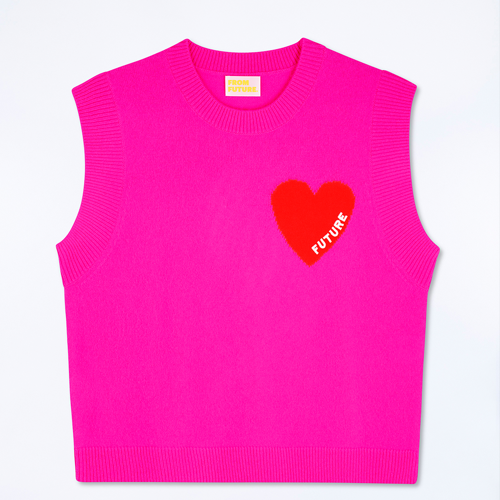 Signature future heart logo Cashmere Vest Pink