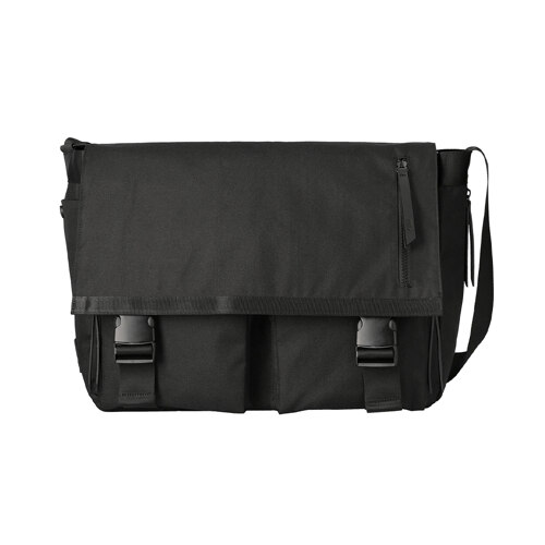 dual pocket messenger bag / black