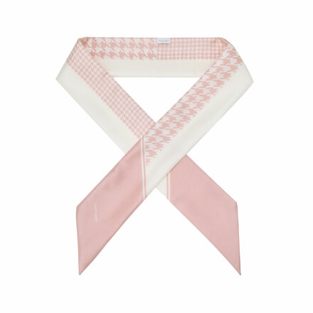 Pink Check-Pattern Silk Scarf 粉色格纹图案丝巾