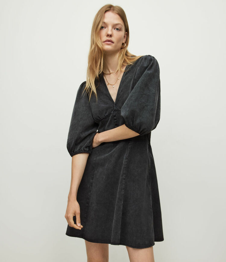 韩际新世界网上免税店-ALL SAINTS-服饰-NOVA TENCEL DRESS / Washed Black / Size 10