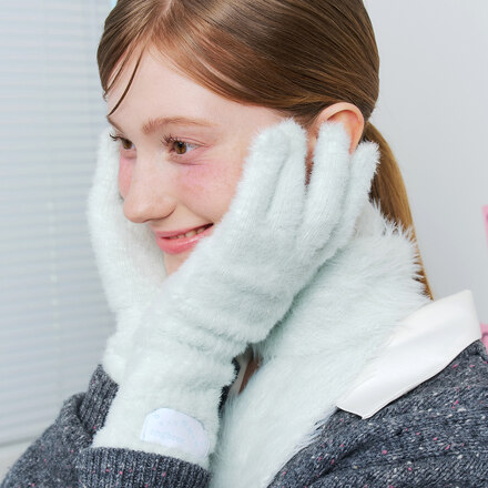 soft fuzzy finger hole gloves_mint