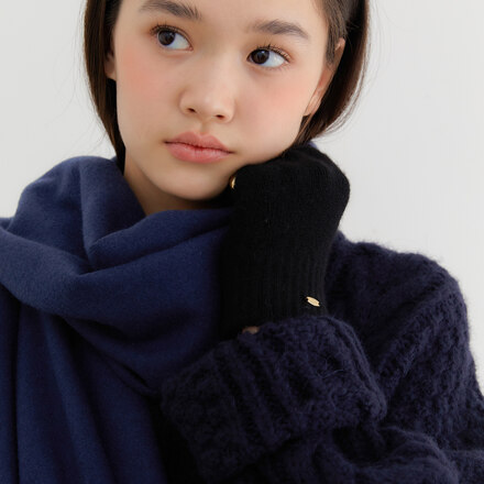 oval point wool knit gloves_black (手套)