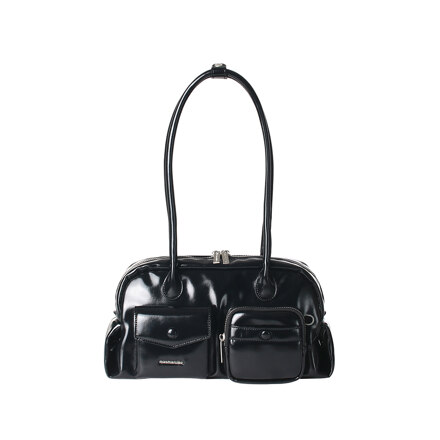 Chaming leather shoulder bag_Black