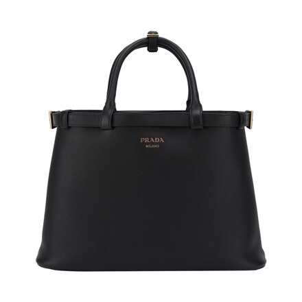PRADA BUCKLE MEDIUM LEATHER HANDBAG WITH DOUBLE BELT