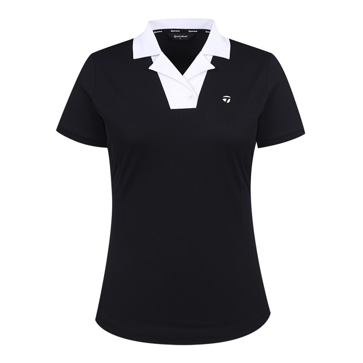 신세계인터넷면세점-테일러메이드--여성 변형 카라 슬림 반팔 티셔츠 BLACK 90