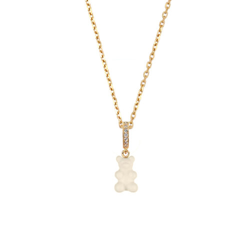 Ice color mini bear necklace ll (IVORY WHITE)