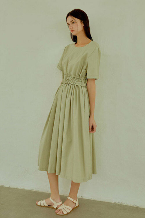 [리엘] daily shirring long dress_MINT