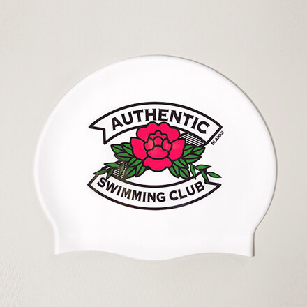 ROSE SCRIPT SILICONE SWIM CAP WHITE 硅胶泳帽