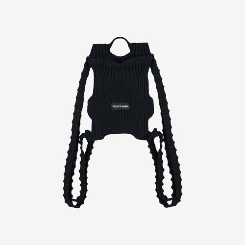 韩际新世界网上免税店-PLEATSMAMA-休闲箱包-Knit Pleats Mini Bow Backpack Black 双肩包