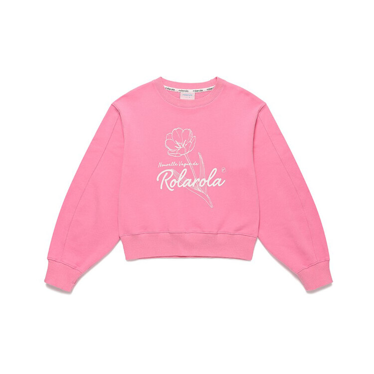 韩际新世界网上免税店-ROLAROLA-服饰-FLOWER SWEATSHIRT PINK FREE