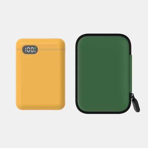 고속충전 10000mAh 보조배터리 + 미니 하드파우치 여행 세트 (그린/버터)