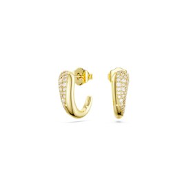 Classica 후프 이어링, 라운드 컷, 화이트, 순은(스털링 실버), 18K 골드 피니시