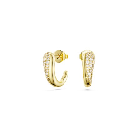 Classica 후프 이어링, 라운드 컷, 화이트, 순은(스털링 실버), 18K 골드 피니시