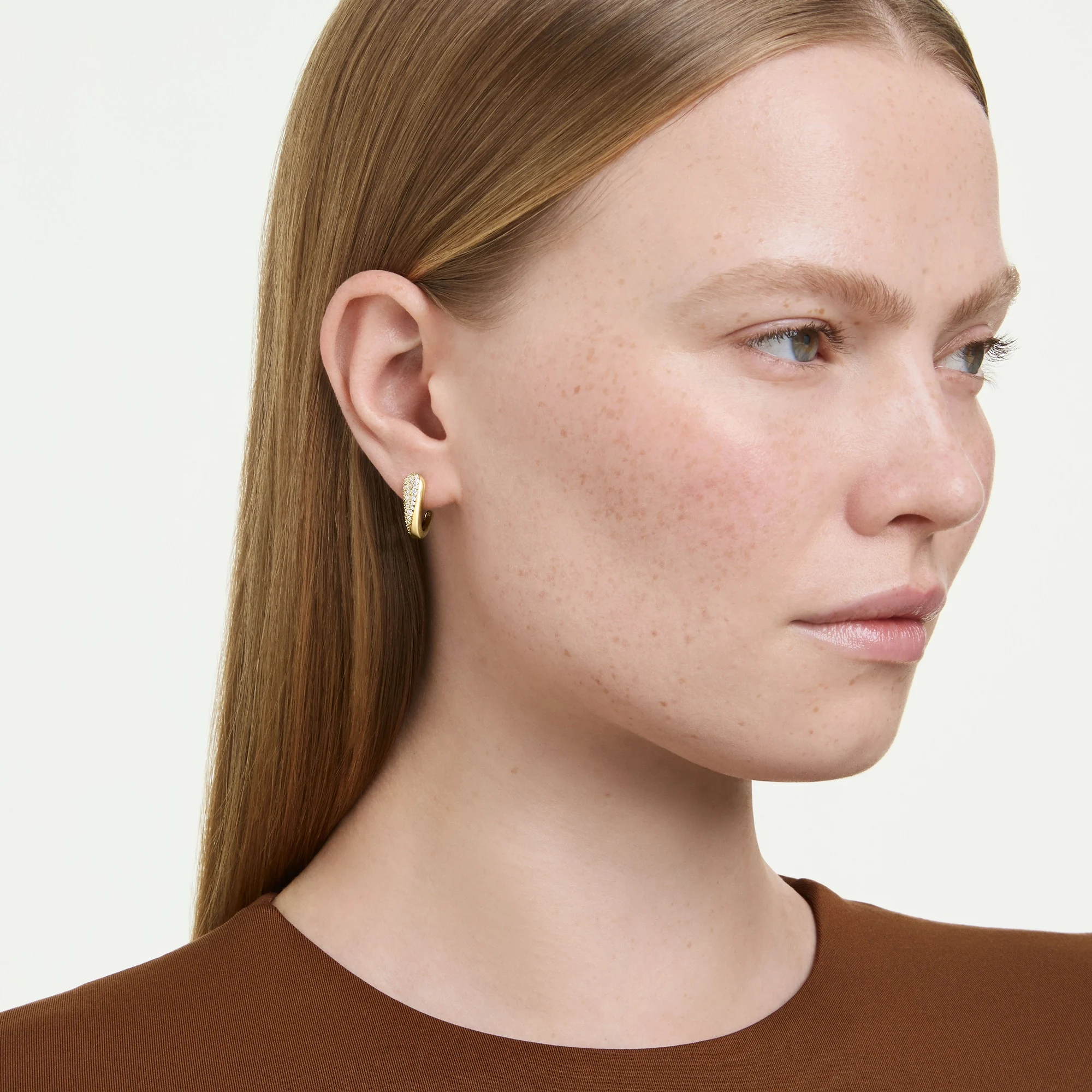 신세계인터넷면세점-스와로브스키-earring-Classica 후프 이어링, 라운드 컷, 화이트, 순은(스털링 실버), 18K 골드 피니시