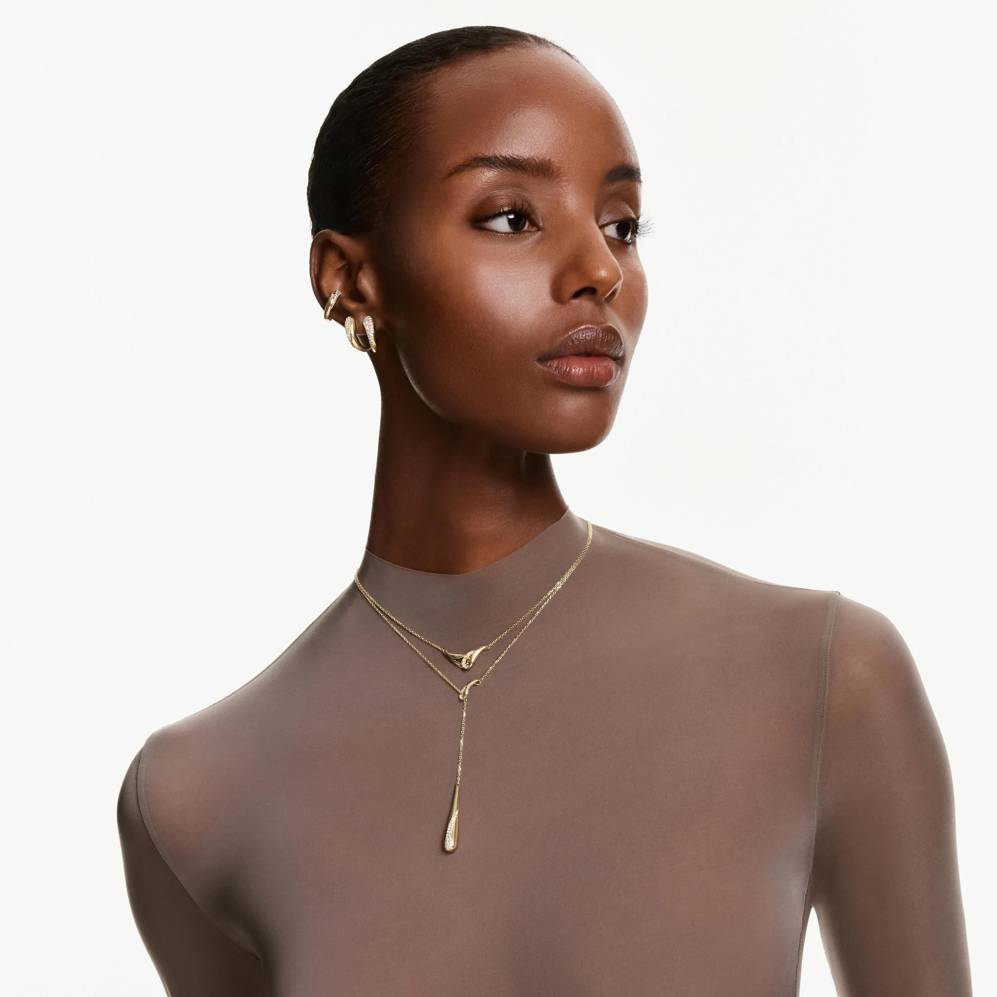 신세계인터넷면세점-스와로브스키-earring-Classica 후프 이어링, 라운드 컷, 화이트, 순은(스털링 실버), 18K 골드 피니시