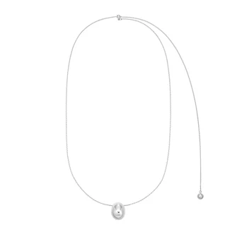 bold egg pendant long necklace : White