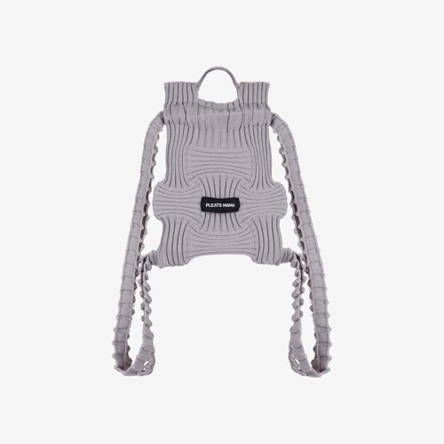 韩际新世界网上免税店-PLEATSMAMA-休闲箱包-Knit Pleats Mini Bow Backpack Grey 双肩包