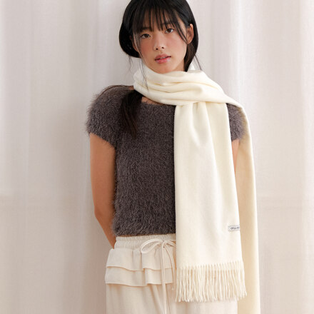 softy soft melt fringe muffler_white (围巾)