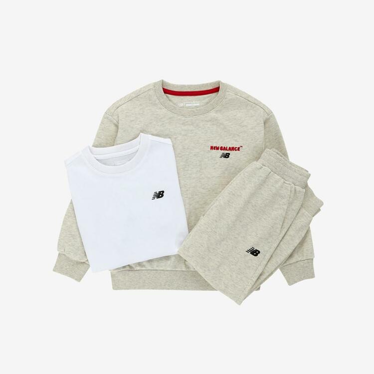 CLASSIC REMIX_[3PCS] 일러스트 맨투맨 스웻셋업_Oatmeal melange_공용