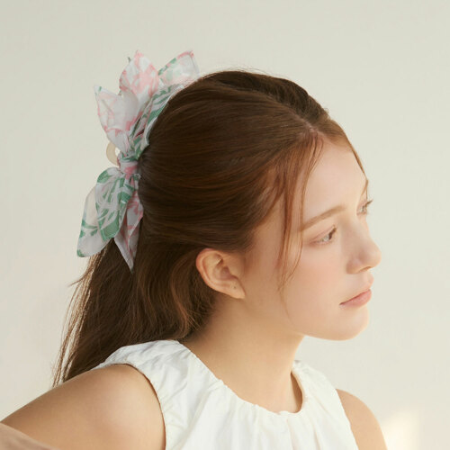 #LIGHT PINK / FLORAL TRIPLE RIBBON HAIR CLIP NODIA 发夹