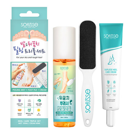 Foot & Heel peeling Triple Set 护脚套装/去角质喷雾/去角质搓/足霜