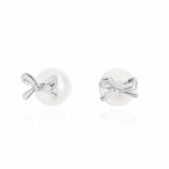 RIBBON PEARL BALL EARRING