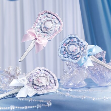 SHELL JEWEL HAND MIRROR PINK SEASHELL 手镜