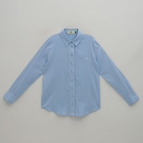 韩际新世界网上免税店-ATELIER NAIN-服饰-(BL-4172)Embroidery Standard Stripe Shirt Light Blue FREE 衬衫