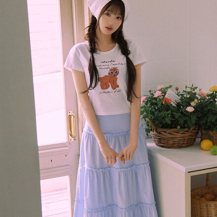 FRILL LONG SKIRT SKY