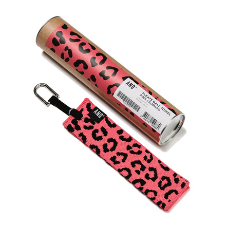 AND GOLF Pleats Ball Towel Pink Leopard Pink