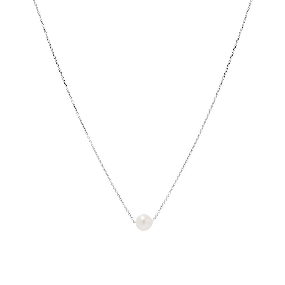 Un.silver.131 / simple pearl necklace (silver)