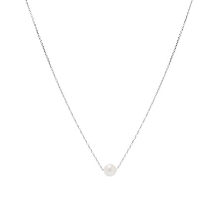 Un.silver.131 / simple pearl necklace (silver)