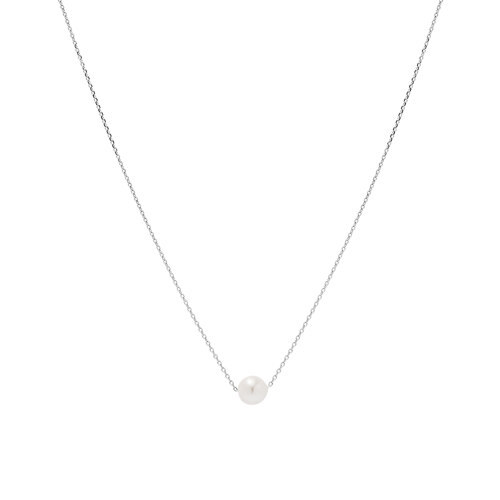 Un.silver.131 / simple pearl necklace (silver)