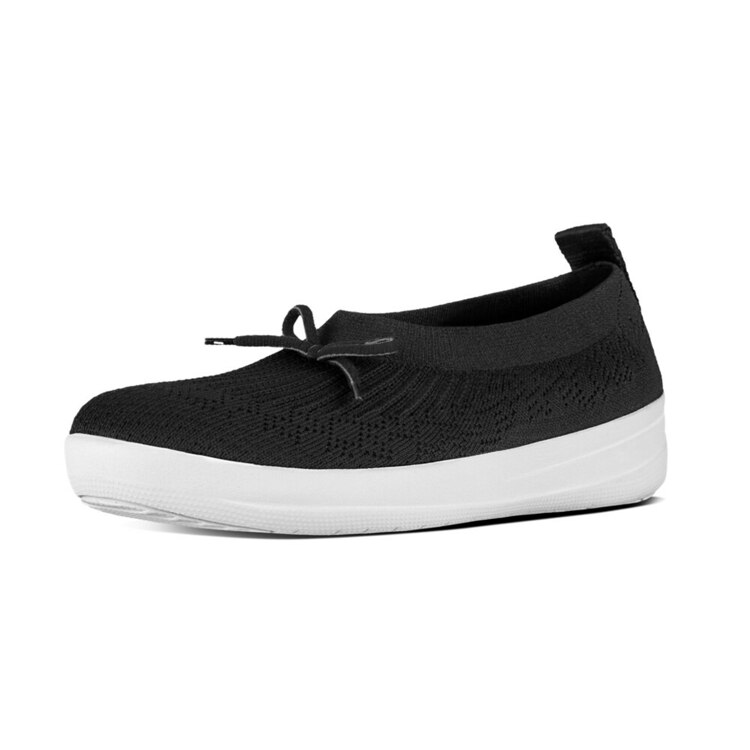 韩际新世界网上免税店-FITFLOP-鞋-UBERKNIT SLIP-ON BALLERINA WITH BOW Black